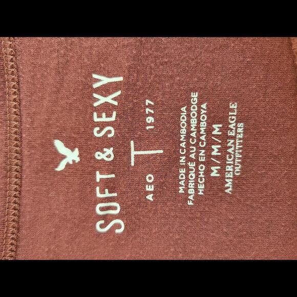 American Eagle Outfitters medium brown soft & sexy peplum top - Picture 3 of 5